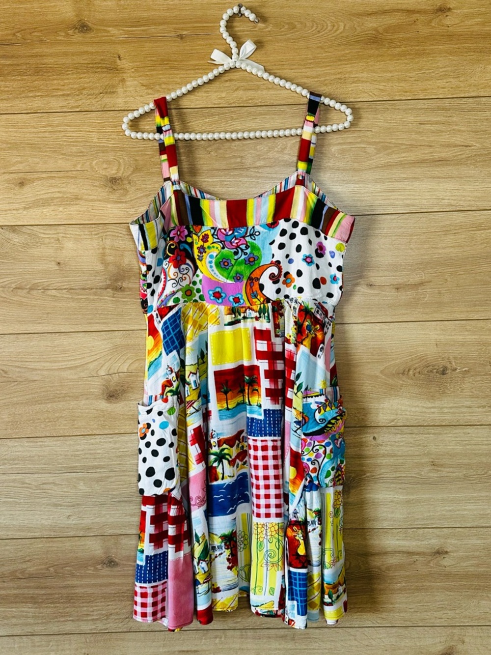 Jams World. Colorful Patchwork Polka Dot Sundress Vintage - Picture 2 of 8